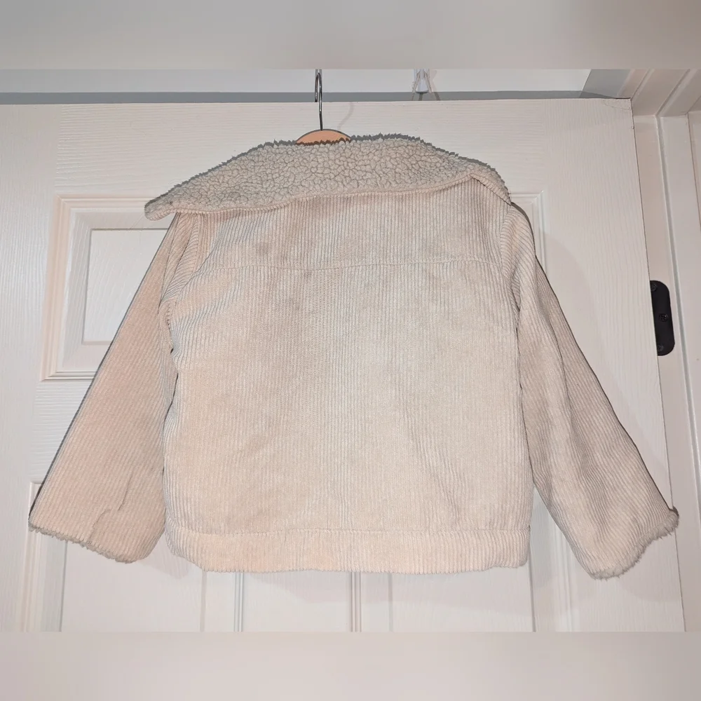Kids Cream Corduroy Jacket with Sherpa Lining